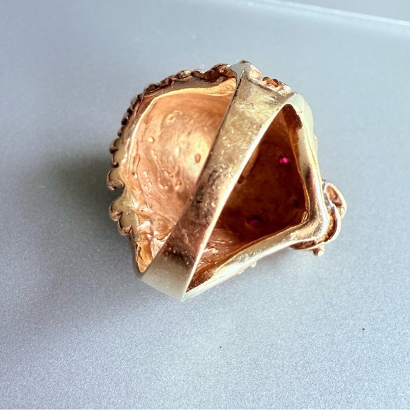 10k Solid Gold Ruby Eyes Lion’s Head Artisan Made Men’s HEAVY Ring Size … - Picture 4 of 16